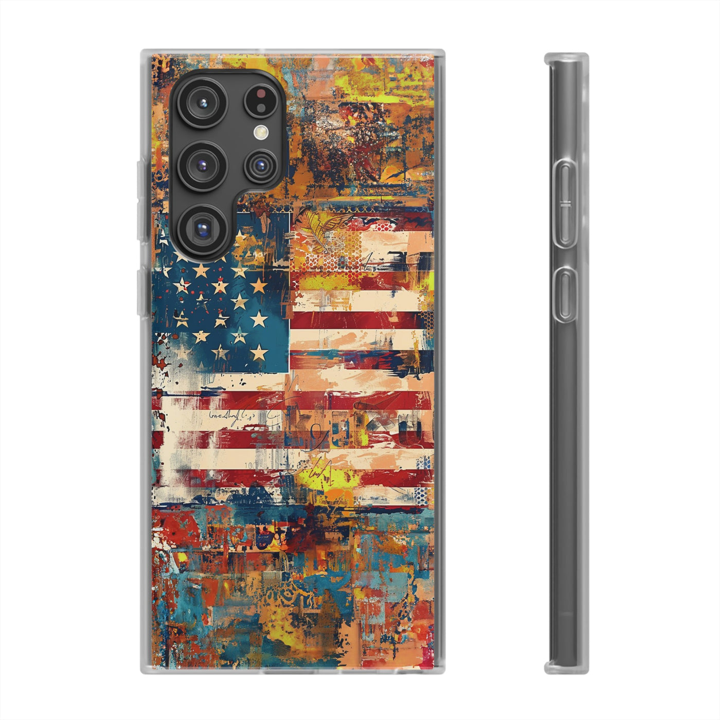 Cute Flexi Phone Cases, US Flag Abstract, Compatible with Samsung Galaxy S23, Samsung S22, Samsung S21, Samsung S20, Galaxy S20 Ultra