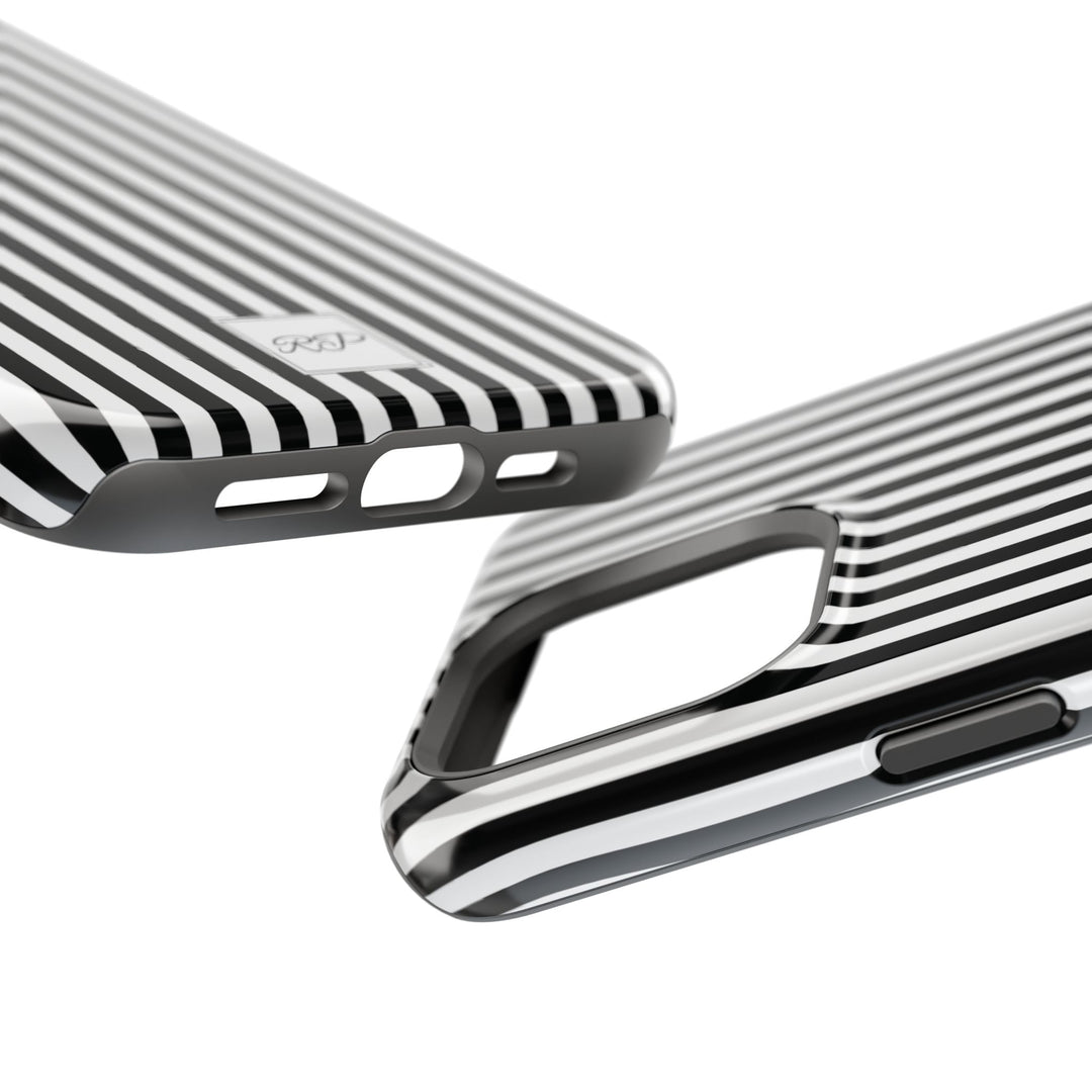 Custom Personalized Black White Striped Magsafe Phone Case for Iphone 17 - | iPhone 16 Pro Max Case | iPhone 15 Case Iphone 14 13 12 11 10 - Studio40ParkLane