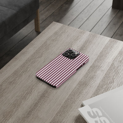 Slim Claret Red Striped Cute Phone Case for Iphone 16 - | iPhone 15 Pro Max Case | iPhone 14 Case Iphone 13 12 11 10 9 8 7 XS X Gift for Her - Studio40ParkLane