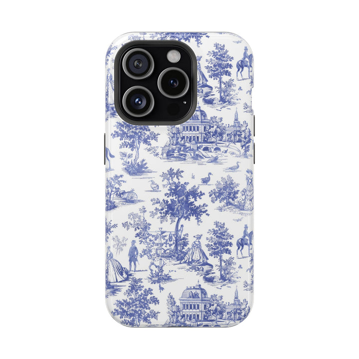 Blue Toile Magnetic Impact-Resistant Cute Phone Case for Iphone 16, iPhone 15 Pro Max Plus 14, 13, 12, 11 Gift for her - Studio40ParkLane