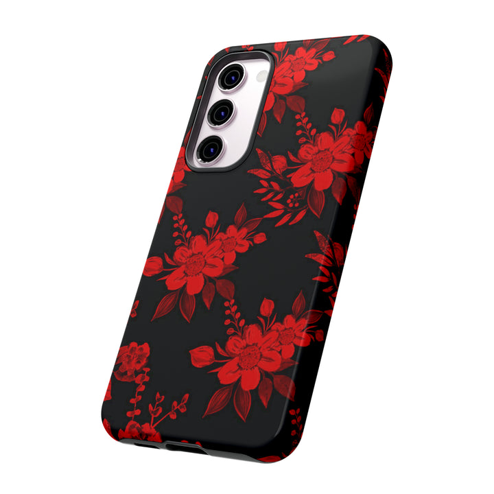 Cute Samsung Phone Case | Aesthetic Samsung Phone Case | Galaxy S23, S22, S21, S20 | Red Black Flowers, Protective Phone Case - Studio40ParkLane