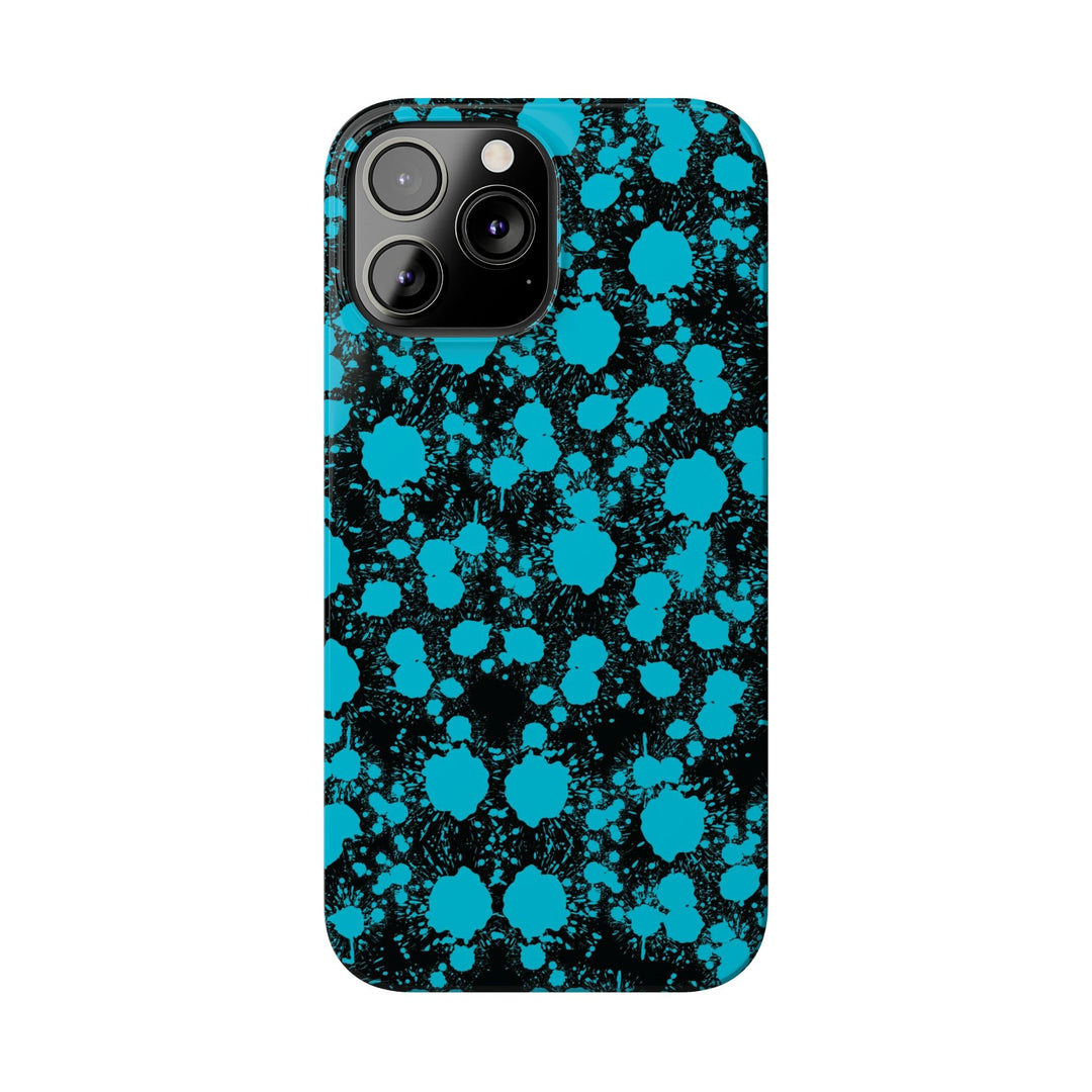 Slim Cute Phone Cases for Iphone - | iPhone 15 Case | iPhone 15 Pro Max Case, Iphone 14 Case, Iphone 14 Pro Max, Iphone 13, Blue Paint Blots Splash - Studio40ParkLane
