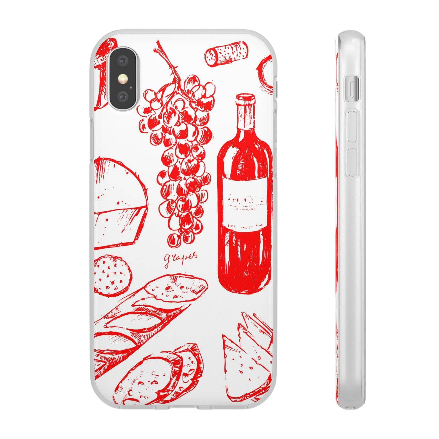 Cute Flexi Phone Cases, French Food Wine Red, Compatible with Samsung Galaxy S23, Samsung S22, Samsung S21, Samsung S20, Galaxy S20 Ultra