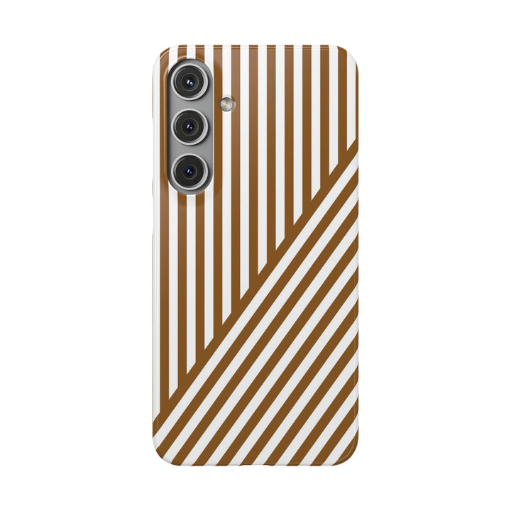 Aesthetic Mocha Brown Stripes Cute Phone Case Sleek Snap - For iPhone 17 Pro Max iPhone 16 Pro iPhone 15 Iphone 14 Plus 13 Pro 12 11 10 Gift - Studio40ParkLane