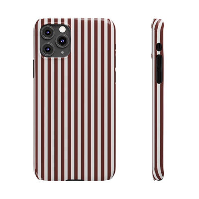 Slim Chocolate Brown Striped Cute Phone Case for Iphone 16 - | iPhone 15 Pro Max Case | iPhone 14 Case Iphone 13 12 11 10 9 8 7 Gift for Her - Studio40ParkLane