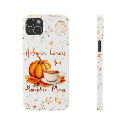 Slim Fall Leaves and Pumpkins Slim Cute Phone Cases for Iphone  | iPhone 15 Case | iPhone 15 Pro Max Case, Iphone 14, Iphone 14 Pro Max, Iphone 13