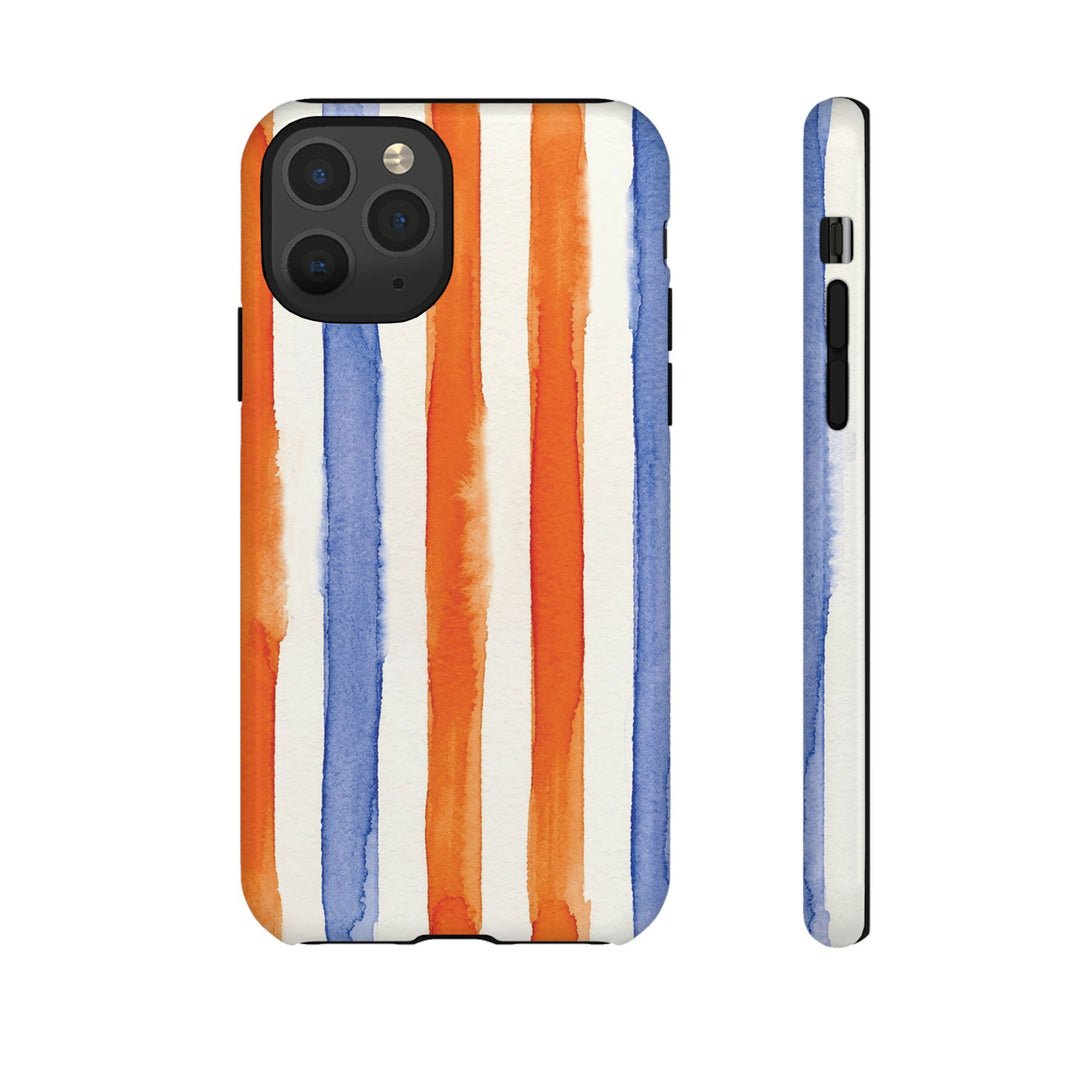Tough Cute Blue Orange Stripes Phone Case, for IPhone 17 Pro Max | Iphone 17 Air, Iphone 16, IPhone 15, 14 13 12, Samsung Galaxy S26, S25, S24, S23 - Studio40ParkLane