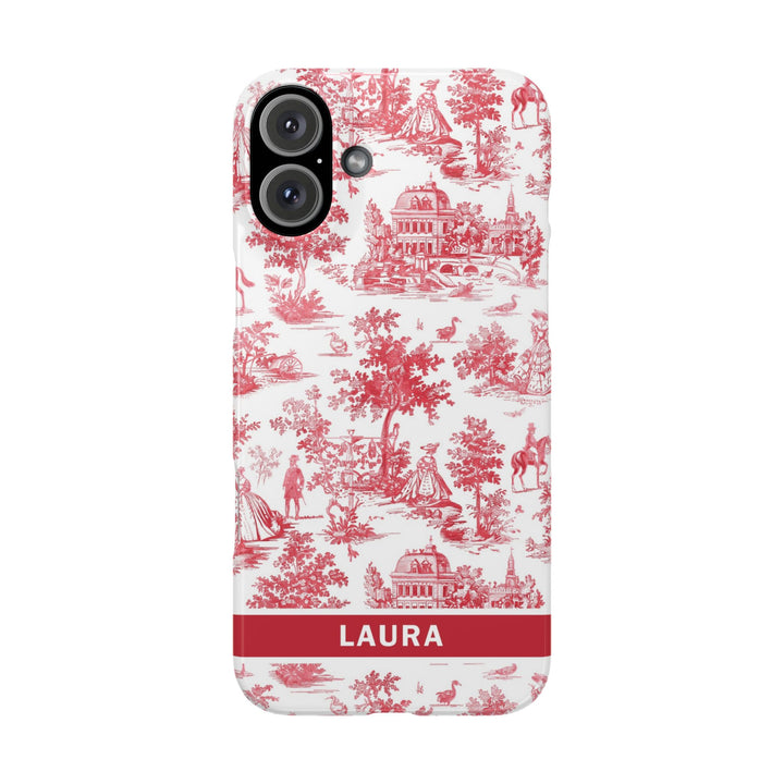 Slim French Toile Personalized Initial Custom Gift for Her Cute Phone Cases for Iphone 16 Pro Max | iPhone 15 Case | iPhone 15 Pro Max Case, Iphone 14, 13, 12, 11, 10, 8, 7 - Studio40ParkLane