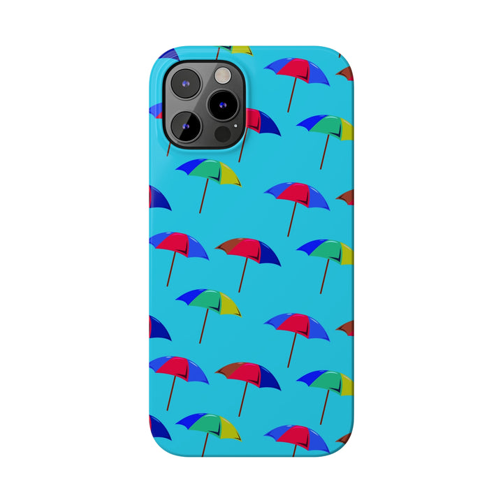 Slim Cute Phone Cases for Iphone - | iPhone 15 Case | iPhone 15 Pro Max Case, Iphone 14 Case, Iphone 14 Pro Max, Iphone 13, Colorful Beach Parasol Blue - Studio40ParkLane