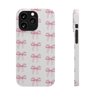 Slim Pink Bows Cute Phone Cases for Iphone 16 Pro Max | iPhone 15 Case | iPhone 15 Pro Max Case, Iphone 14, Iphone 14 Pro Max, Iphone 13 12 11 8 7