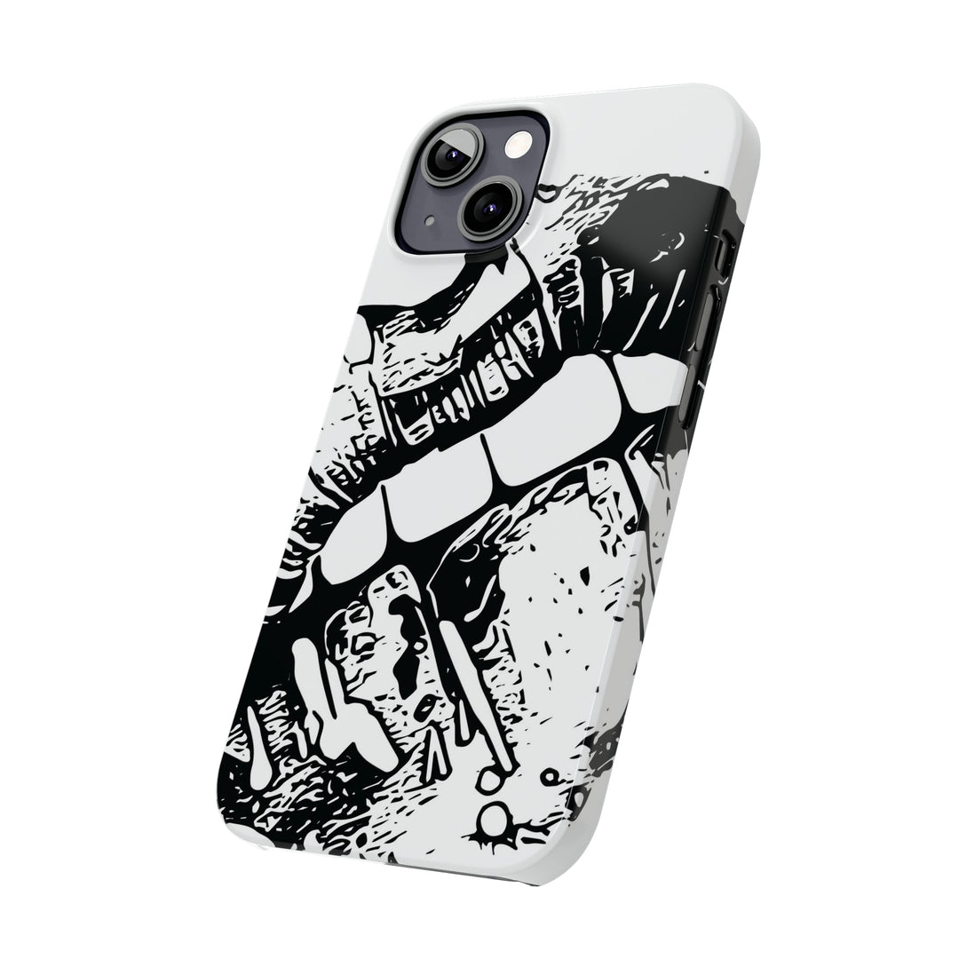 Slim Cute Phone Cases for Iphone - | iPhone 15 Case | iPhone 15 Pro Max Case, Iphone 14 Case, Iphone 14 Pro Max, Iphone 13, Smile Lips Black and White - Studio40ParkLane