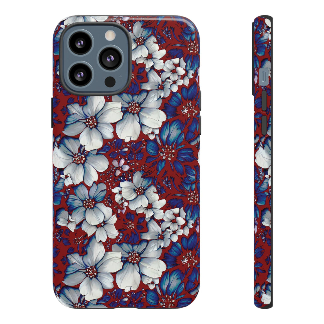 Cute IPhone Case | Red Blue Flowers, iPhone 15 Case | iPhone 15 Pro Case, Iphone 14 Case, Iphone 14 Pro Max Case, Protective Iphone Case - Studio40ParkLane