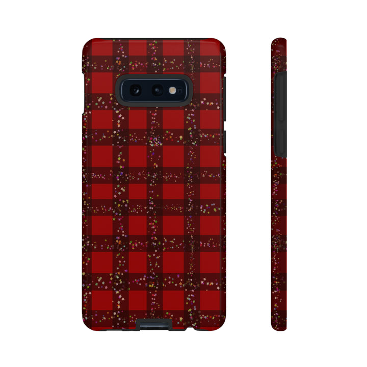Samsung Phone Cases, Designer Samsung Galaxy S23 Phone Case, Samsung S22 Case, Samsung S21 Case, Samsung S20 Case, Red Festive Plaid - Studio40ParkLane