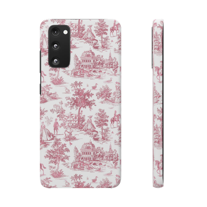 Sleek Snap Pink French Toile Cute Phone Case for iPhone 16 15 14 13 12 11 X Xs Max Xr Pro Plus Samsung Galaxy S24 S23 S22 S21 S20 Note Ultra