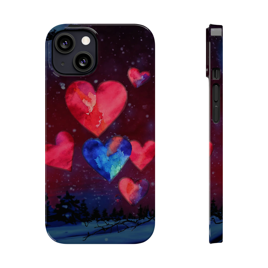 Slim Cute Phone Cases for Iphones - | iPhone 15 Case | iPhone 15 Pro Max Case, Iphone 14 Case, Iphone 14 Pro Max, Iphone 13, Night Sky Hearts Love - Studio40ParkLane