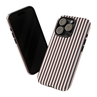 Tough Premium Brown Stripes Phone Case Gift for Her - For Apple iPhone 16 Pro Max 16e iPhone 15 Pro iPhone Iphone 14 Plus 13 Pro 12 SE XR - Studio40ParkLane