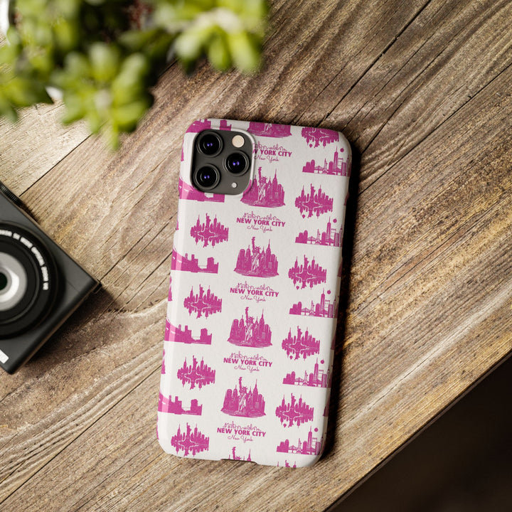Slim New York Skyline Pink Collage Coquette Gift for Her Cute Phone Cases for Iphone 16 Pro Max | iPhone 15 Case | iPhone 15 Pro Max Case, Iphone 14, Iphone 14 Pro Max, Iphone 13 12 11 8 7 - Studio40ParkLane