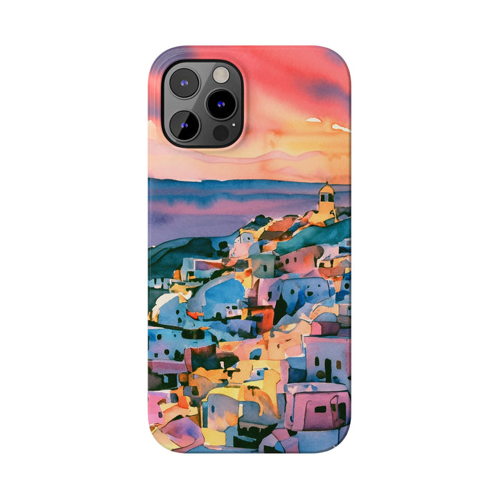 Slim Cute Phone Cases for Iphone | iPhone 15 Case | iPhone 15 Pro Max Case, Iphone 14, Iphone 14 Pro Max, Iphone 13, Colorful Greek House Watercolor - Studio40ParkLane