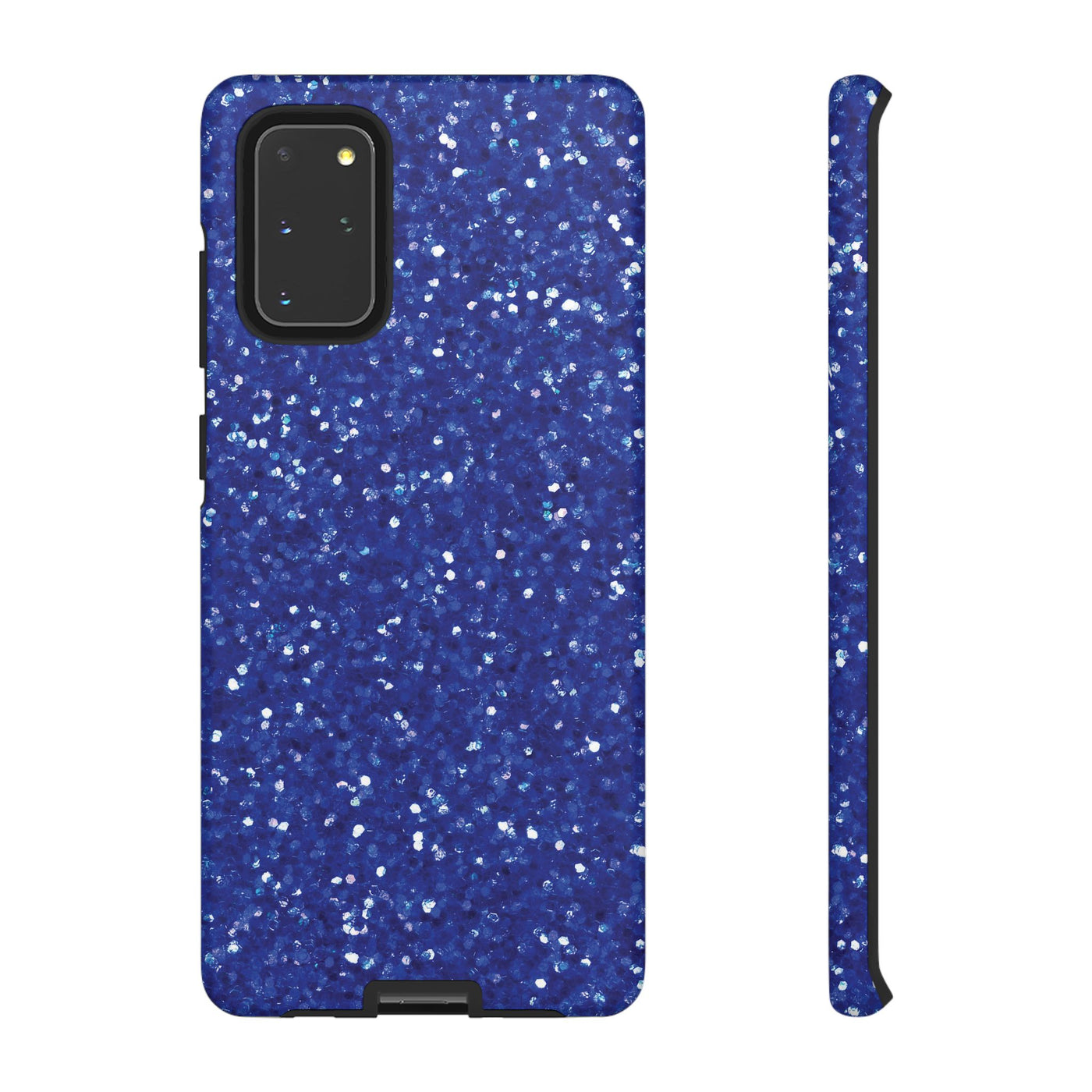 Chic Blue Faux Play on Glitter Effect Cute Phone Case, for IPhone 16 pro Max | Iphone 15, Iphone 14, IPhone 13 Case, 11 8 7, Samsung Galaxy S24, S23, S22, S21, 2 Layer Protection