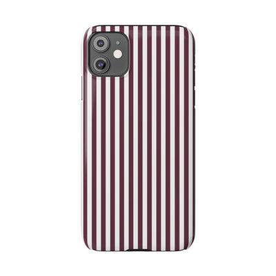 Slim Burgundy Wine Striped Cute Phone Case for Iphone 16 - | iPhone 15 Pro Max Case | iPhone 14 Case Iphone 13 12 11 10 9 8 7 Gift for Her - Studio40ParkLane