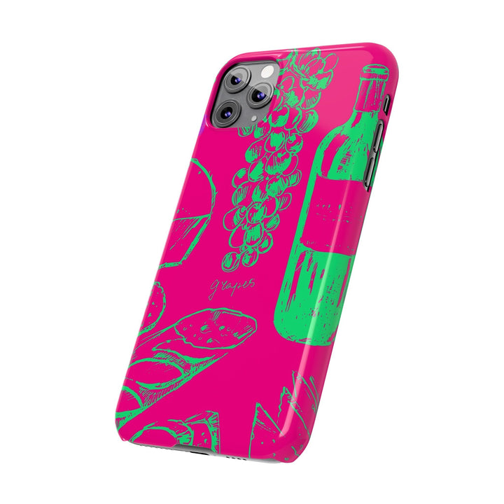 Slim French Food Wine Pink Green Cute Phone Cases for Iphone | iPhone 15 Case | iPhone 15 Pro Max Case, Iphone 14, Iphone 14 Pro Max, Iphone 13, - Studio40ParkLane