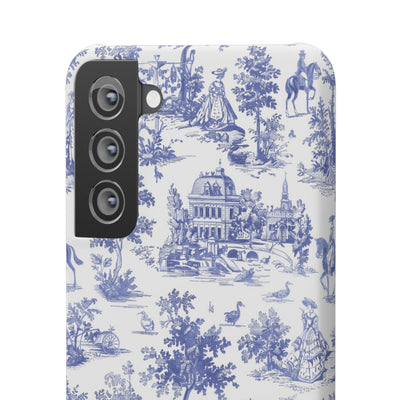 Snap Blue Vintage French Toile Cute Phone Cases for Samsung Galaxy S24, S23, S22, S21, S20, Plus, Ultra, Iphone 16, 15, 14, Pro and Max