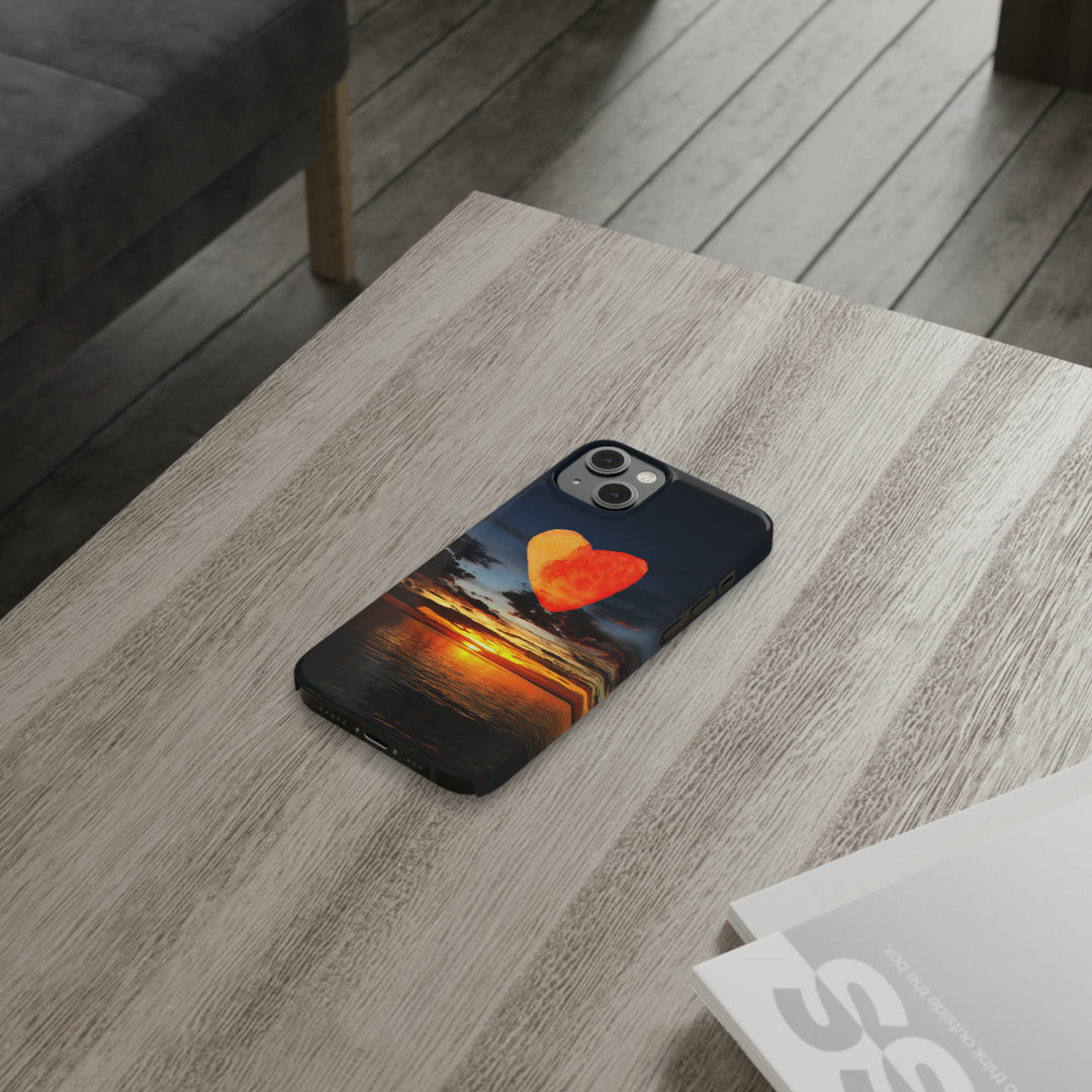 Slim Cute Phone Cases for Iphone - | iPhone 15 Case | iPhone 15 Pro Max Case, Iphone 14 Case, Iphone 14 Pro Max, Iphone 13, Rising Heart Sunset - Studio40ParkLane