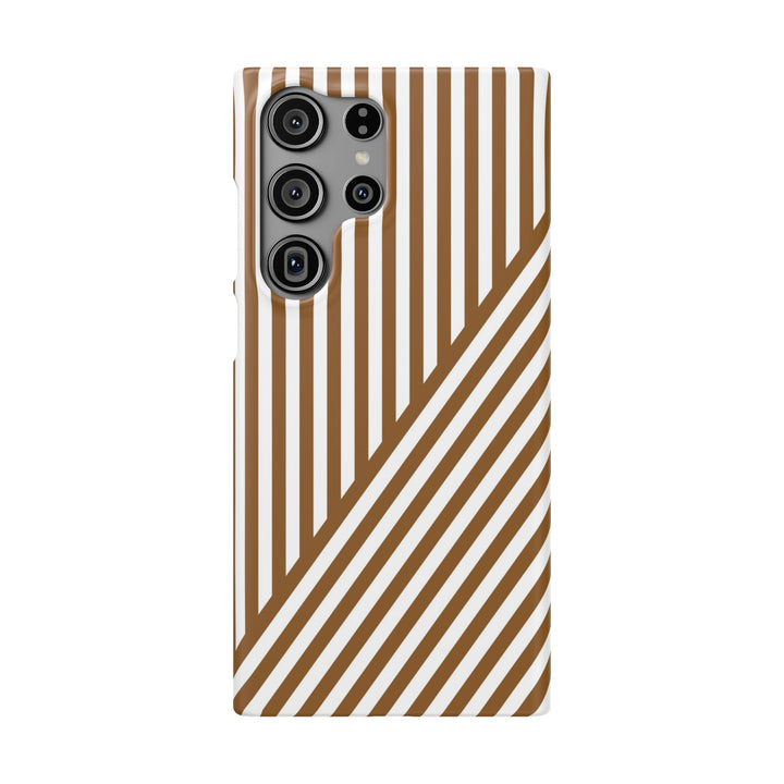 Aesthetic Mocha Brown Stripes Cute Phone Case Sleek Snap - For iPhone 17 Pro Max iPhone 16 Pro iPhone 15 Iphone 14 Plus 13 Pro 12 11 10 Gift - Studio40ParkLane