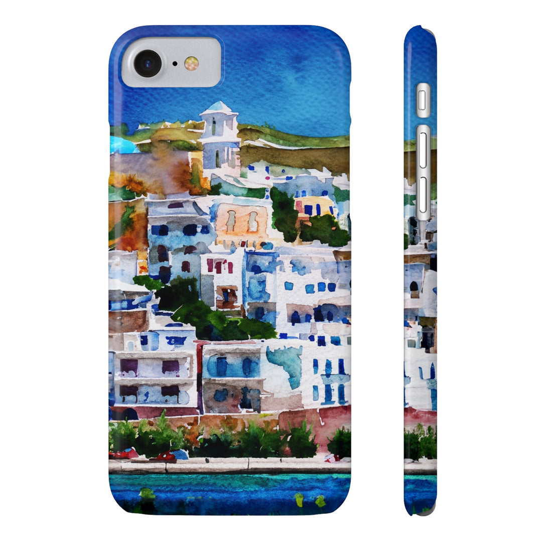 Slim Cute Phone Cases for Iphone | iPhone 15 Case | iPhone 15 Pro Max Case, Iphone 14, Iphone 14 Pro Max, Iphone 13, Colorful Greek House Watercolor - Studio40ParkLane