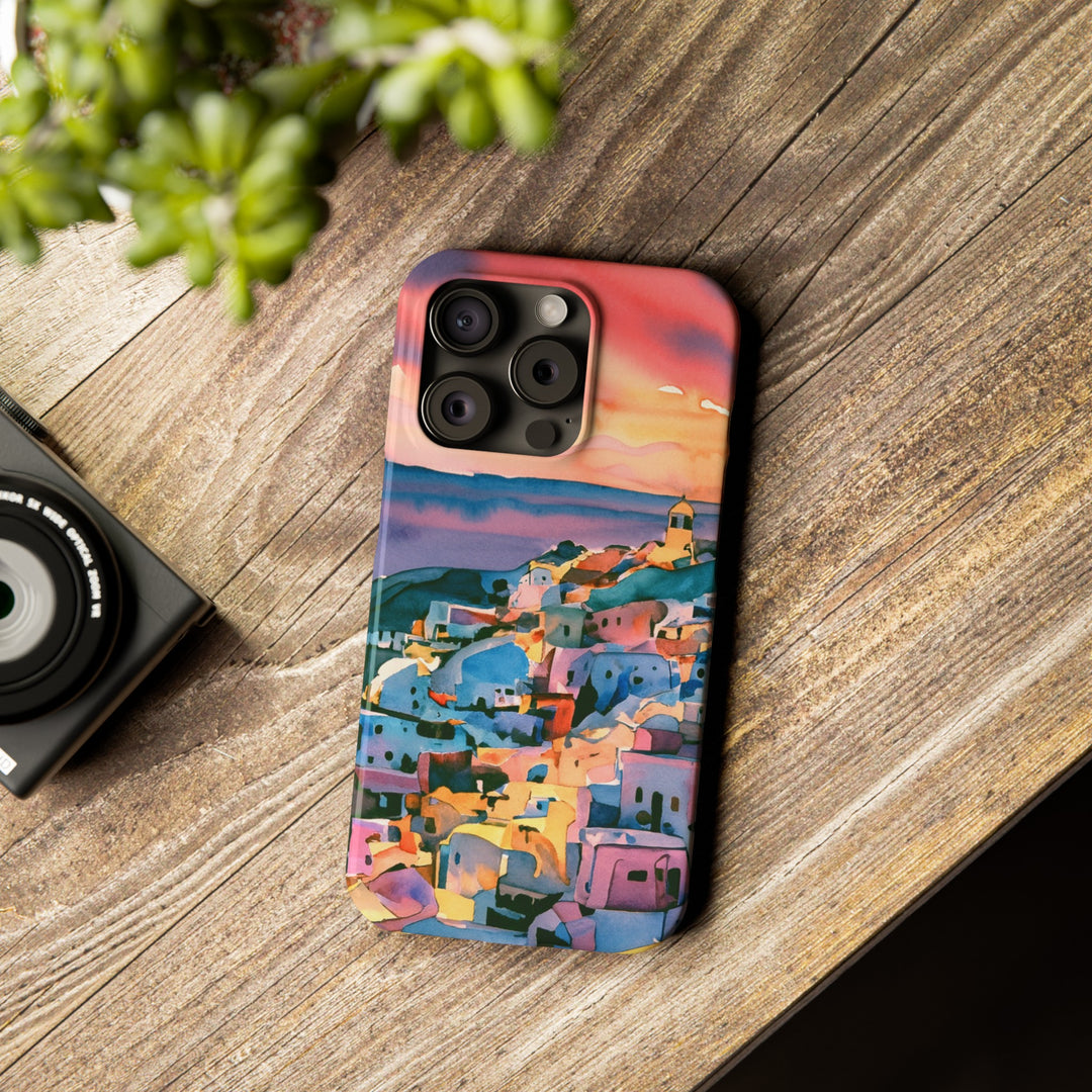 Slim Cute Phone Cases for Iphone | iPhone 15 Case | iPhone 15 Pro Max Case, Iphone 14, Iphone 14 Pro Max, Iphone 13, Colorful Greek House Watercolor - Studio40ParkLane