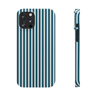 Slim Teal Blue Striped Cute Phone Case for Iphone 16 - | iPhone 15 Pro Max Case | iPhone 14 Case Iphone 13 12 11 10 9 8 7 X XS Gift for Her - Studio40ParkLane