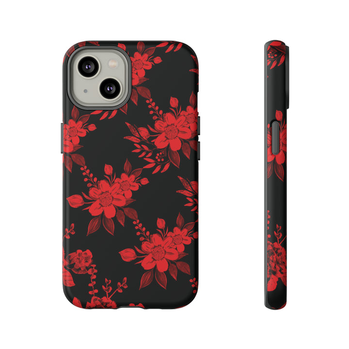 Cute IPhone Case | Red Black Flowers, iPhone 15 Case | iPhone 15 Pro Case, Iphone 14 Case, Iphone 14 Pro Max Case, Protective Iphone Case - Studio40ParkLane