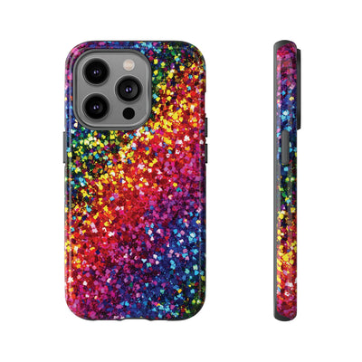 Faux Chic Play on Glitter Effect Cute Phone Case, for IPhone 16 pro Max | Iphone 15, Iphone 14, IPhone 13 Case, 11 8 7, Samsung Galaxy S24, S23, S22, S21, 2 Layer Protection