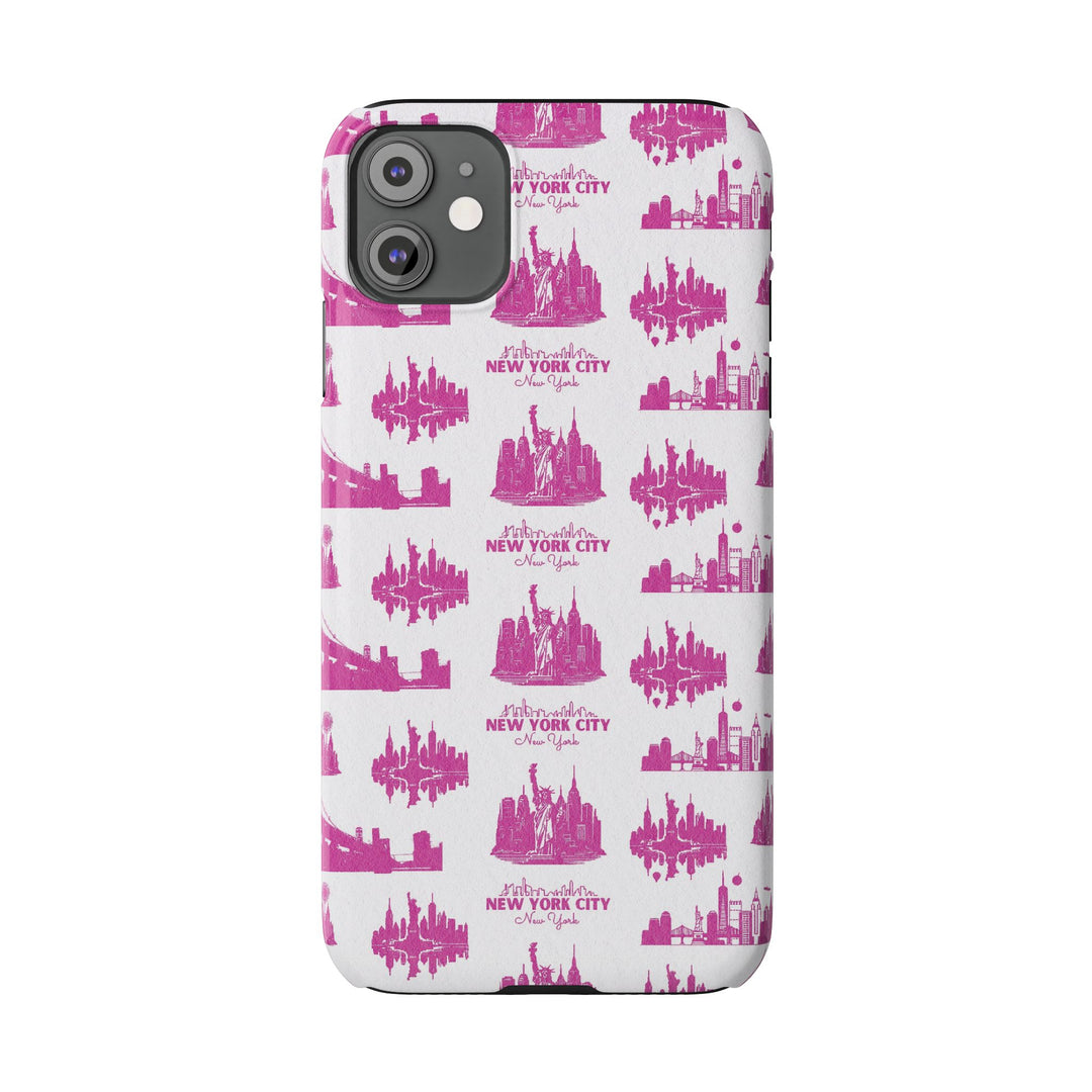 Slim New York Skyline Pink Collage Coquette Gift for Her Cute Phone Cases for Iphone 16 Pro Max | iPhone 15 Case | iPhone 15 Pro Max Case, Iphone 14, Iphone 14 Pro Max, Iphone 13 12 11 8 7 - Studio40ParkLane