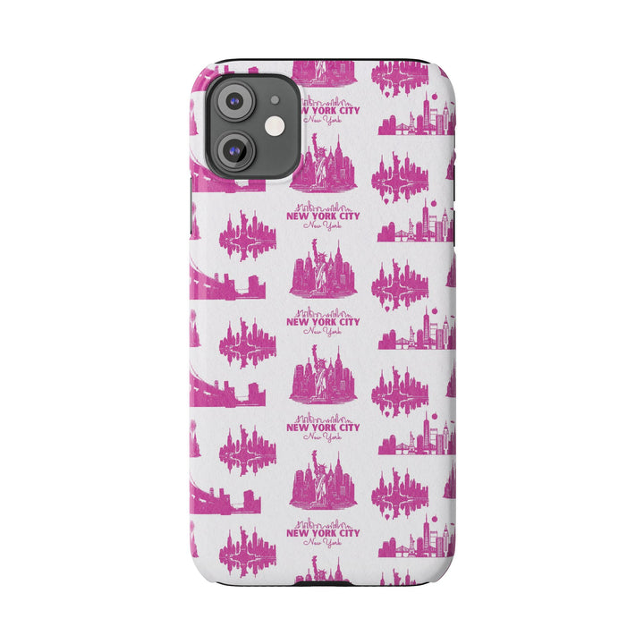 Slim New York Skyline Pink Collage Coquette Gift for Her Cute Phone Cases for Iphone 16 Pro Max | iPhone 15 Case | iPhone 15 Pro Max Case, Iphone 14, Iphone 14 Pro Max, Iphone 13 12 11 8 7 - Studio40ParkLane