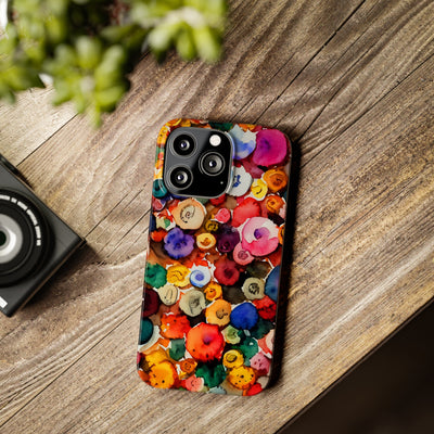 Slim Cute Phone Cases for Iphone  | iPhone 15 Case | iPhone 15 Pro Max Case, Iphone 14, Iphone 14 Pro Max, Iphone 13, Colorful Buttons Abstract