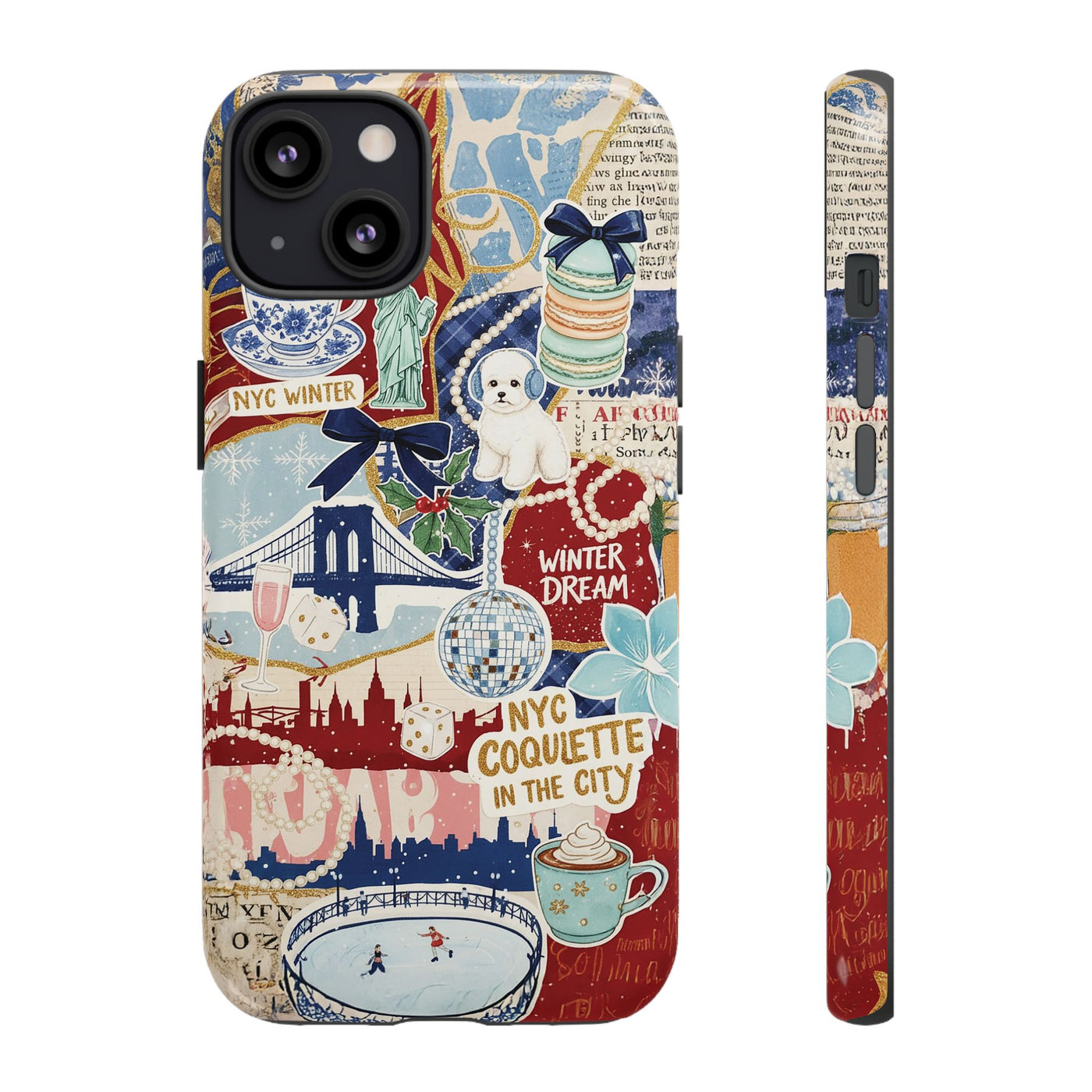 New York Winter Coquette Collage Tough Premium Phone Case - For iPhone 17 Pro Max iPhone 16 Pro iPhone 15 Iphone 14 Plus 13 Pro 12 11 10 XR