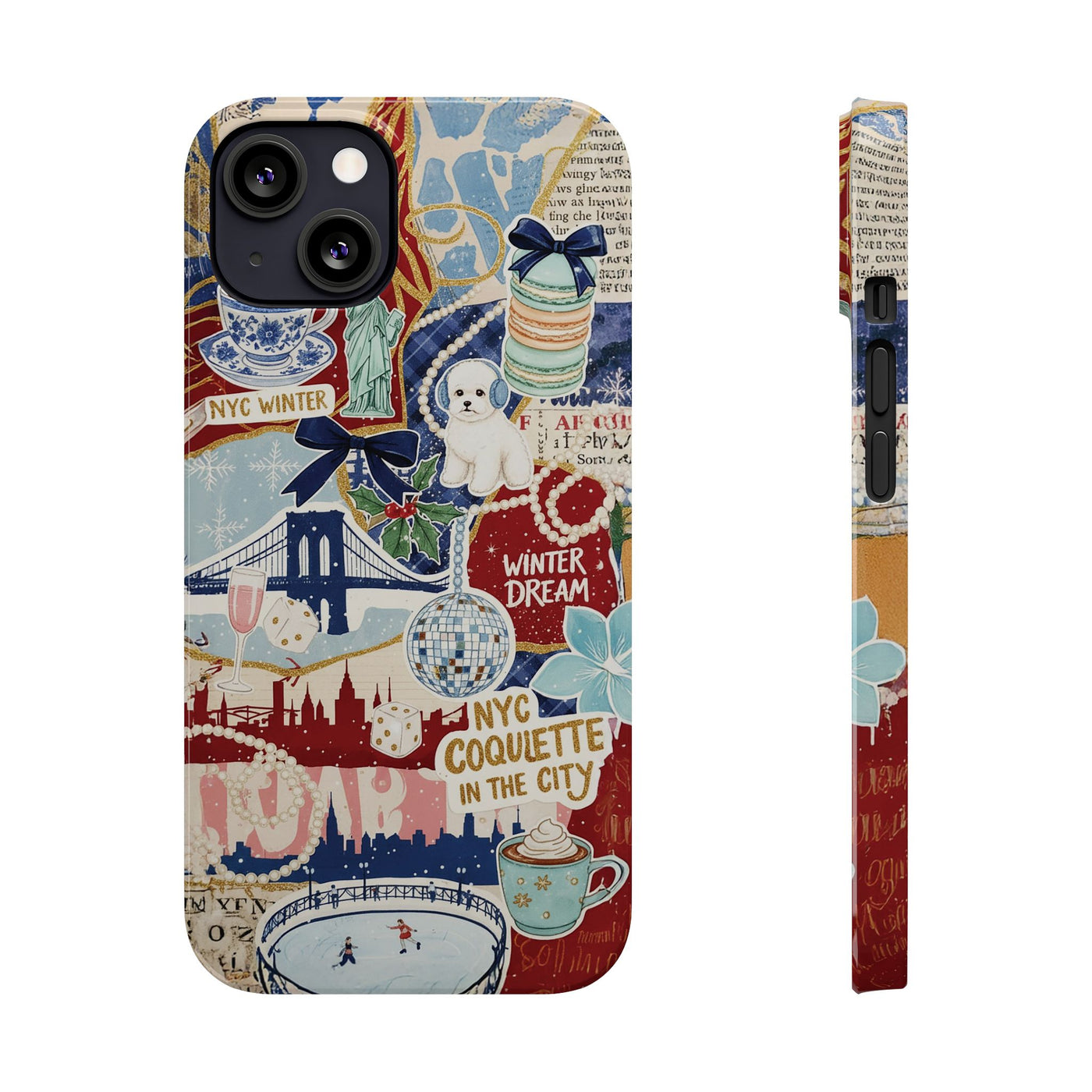 Slim New York Winter Coquette Collage Cute Phone Case for Iphone 16 - | iPhone 15 Pro Max Case | iPhone 14 Case Iphone 13 12 11 10 9 8 7 X - Studio40ParkLane