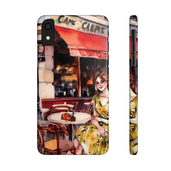 Slim Cute Phone Cases for Iphone - | iPhone 15 Case | iPhone 15 Pro Max Case, Iphone 14 Case, Iphone 14 Pro Max, Iphone 13, Paris Cafe Coffee Croissant - Studio40ParkLane