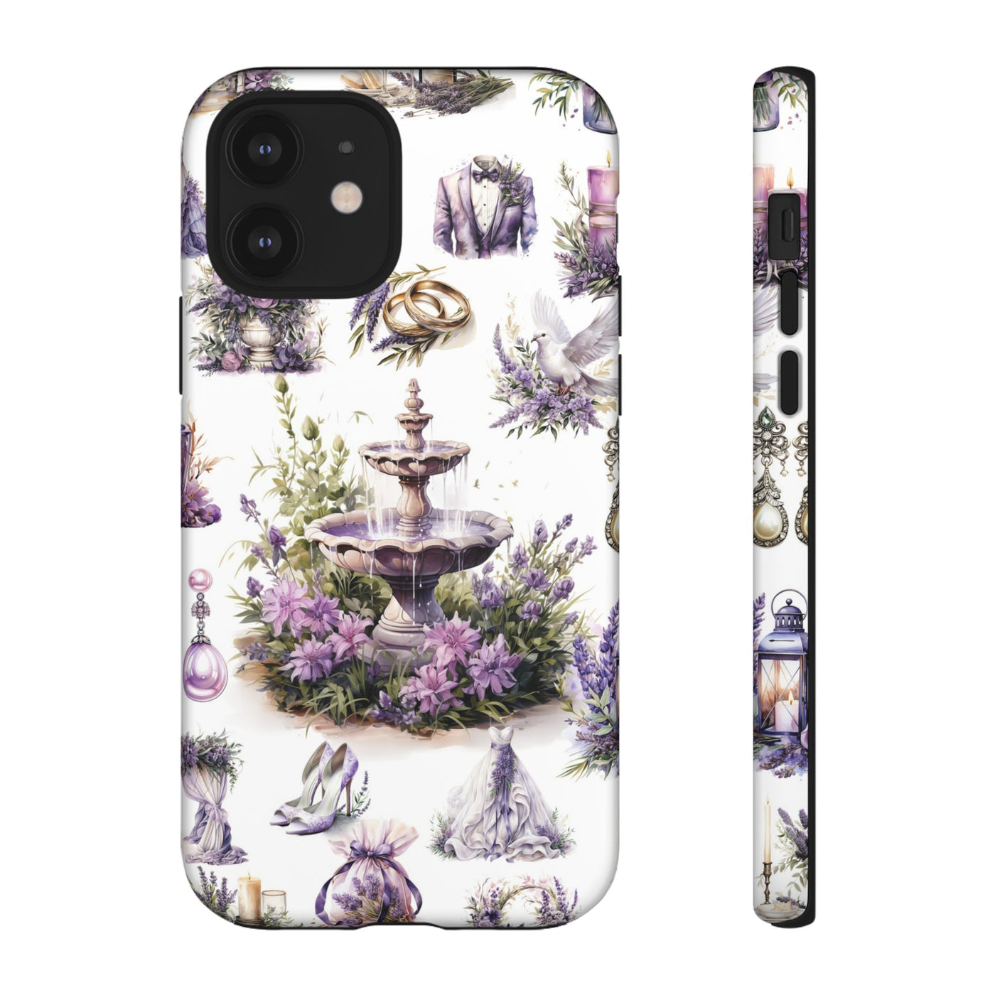 Impact Resistant, Lavender Wedding, Cute Phone Cases for Samsung S24, S23, S22, S21, IPhone 15 pro Iphone 14 pro Iphone 13 IPhone 12 Iphone 11