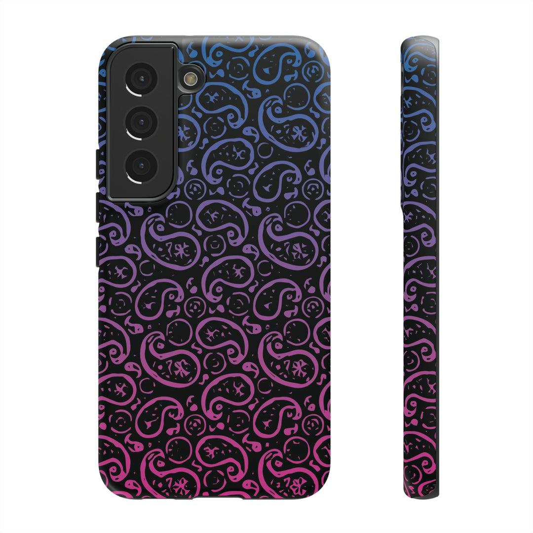 Cool Phone Case | Aesthetic Phone Case | Paisley Blue Pink Black | For Samsung Galaxy S23, S22, S21, S20 | Luxury Double Layer | Cute - Studio40ParkLane