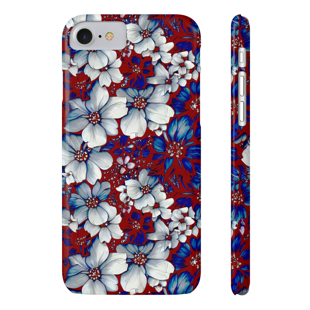 Slim Cute Phone Cases for Iphone - | iPhone 15 Case | iPhone 15 Pro Max Case, Iphone 14 Case, Iphone 14 Pro Max, Iphone 13, Red Blue Flowers - Studio40ParkLane