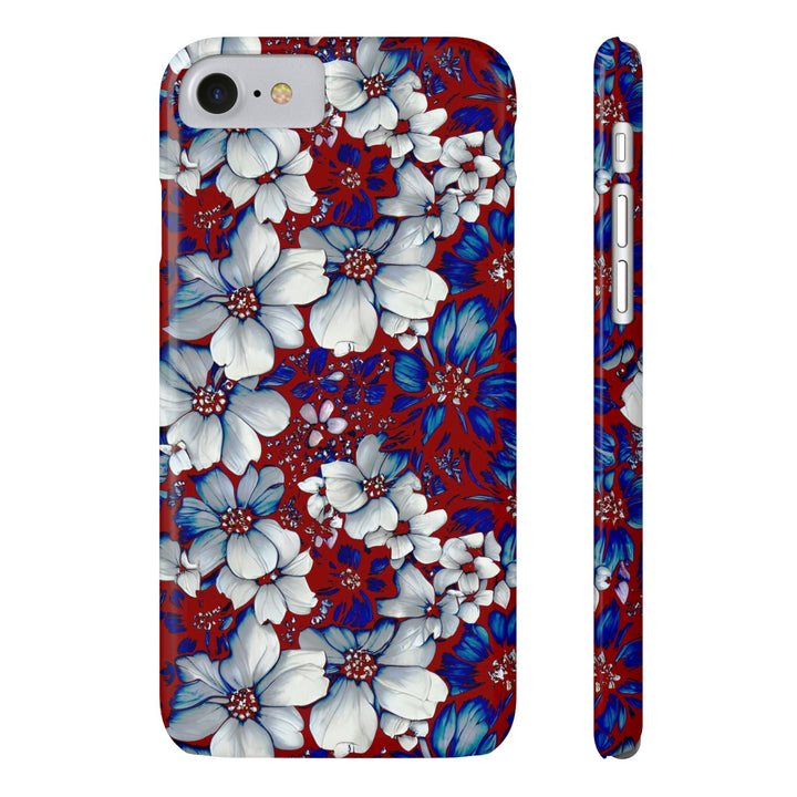 Slim Cute Phone Cases for Iphone - | iPhone 15 Case | iPhone 15 Pro Max Case, Iphone 14 Case, Iphone 14 Pro Max, Iphone 13, Red Blue Flowers - Studio40ParkLane
