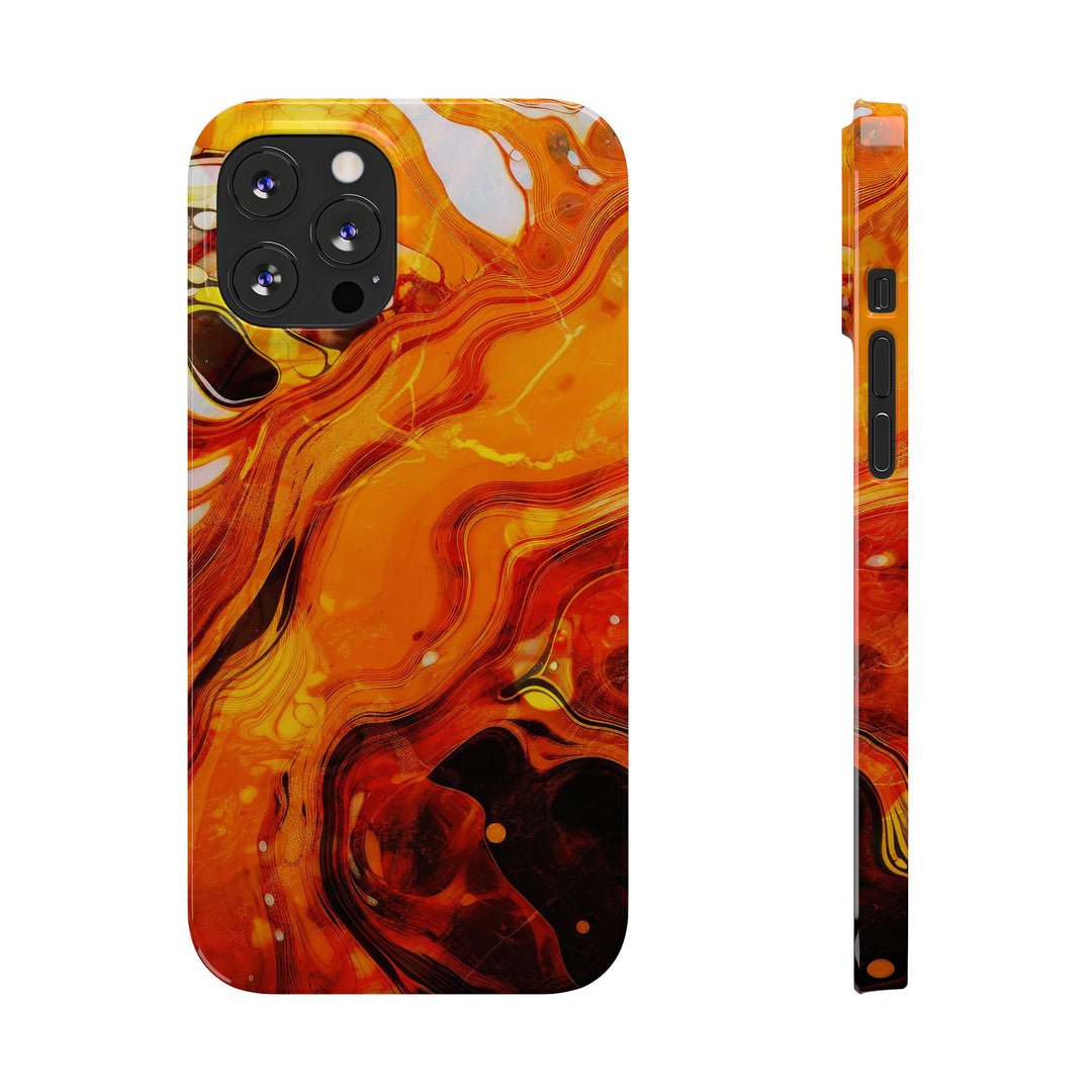 Slim Cute Phone Cases for Iphone - | iPhone 15 Case | iPhone 15 Pro Max Case, Iphone 14 Case, Iphone 14 Pro Max, Iphone 13, Marble Orange Yellow - Studio40ParkLane