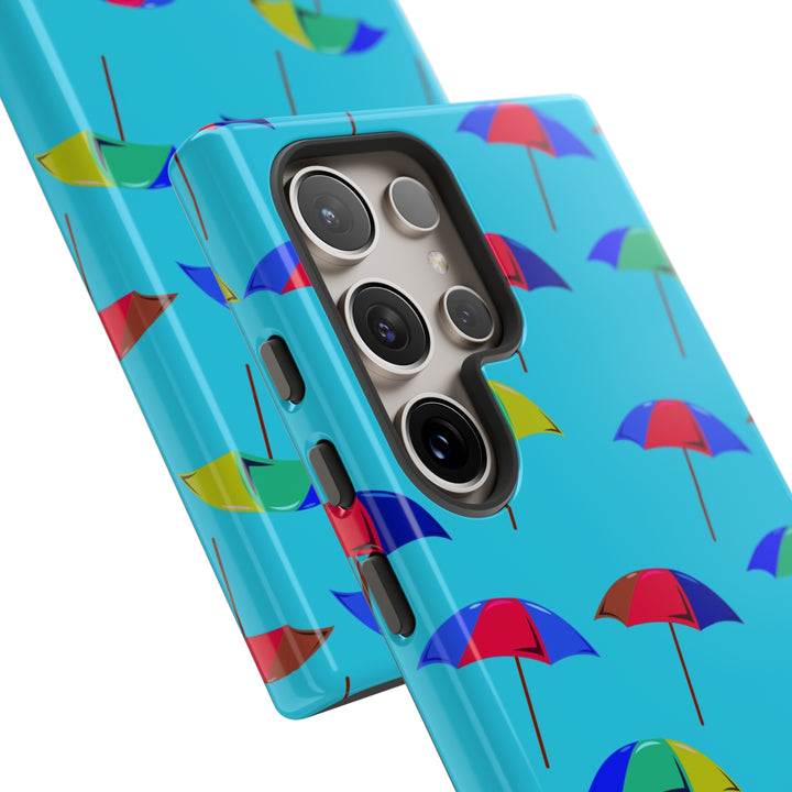 Cute Samsung Phone Case | Aesthetic Samsung Phone Case | Galaxy S23, S22, S21, S20 | Colorful Beach Parasols Blue, Protective Phone Case - Studio40ParkLane