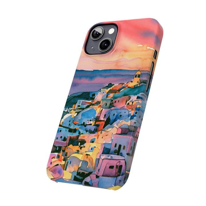 Slim Cute Phone Cases for Iphone | iPhone 15 Case | iPhone 15 Pro Max Case, Iphone 14, Iphone 14 Pro Max, Iphone 13, Colorful Greek House Watercolor - Studio40ParkLane