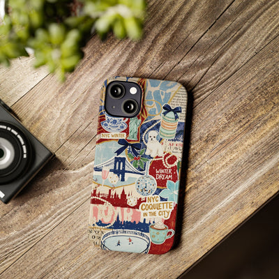 Slim New York Winter Coquette Collage Cute Phone Case for Iphone 16 - | iPhone 15 Pro Max Case | iPhone 14 Case Iphone 13 12 11 10 9 8 7 X - Studio40ParkLane