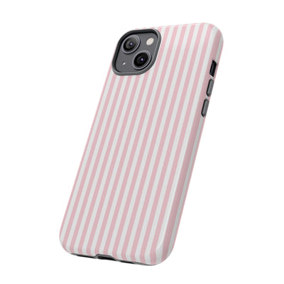 Tough Premium Sweet Pink Stripes Phone Case Gift for Her - For Apple iPhone 16 Pro Max 16e iPhone 15 Pro iPhone Iphone 14 Plus 13 Pro 12 SE XR - Studio40ParkLane