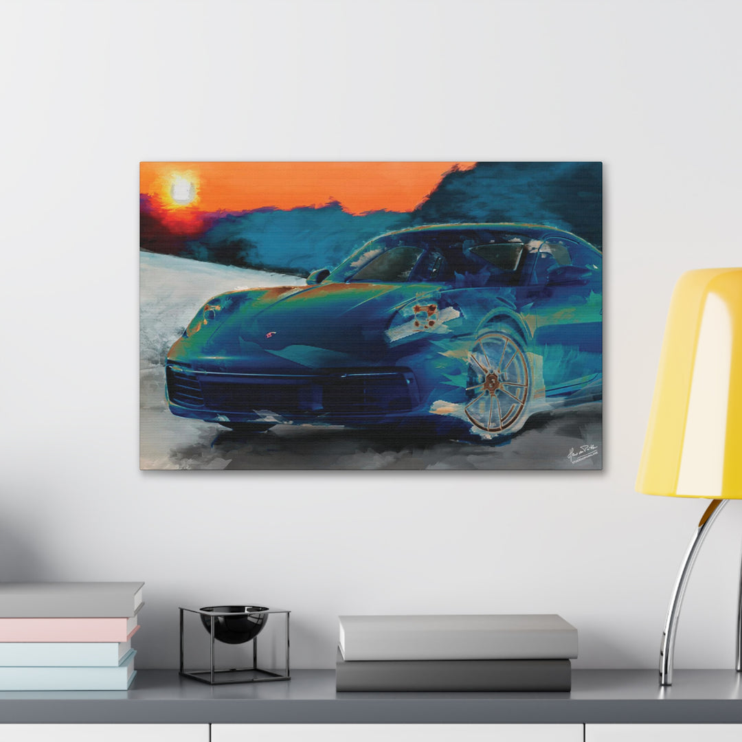 Porsche Wall Art on Canvas Print Gallery Wrapped - Gorgeous Porsche 911 Carrera Wall Art - Set in the mountains with a Sunset - Home Decor - Studio40ParkLane