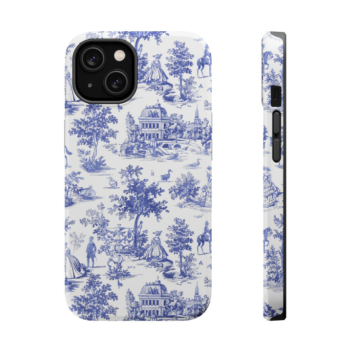 Blue Toile Magnetic Impact-Resistant Cute Phone Case for Iphone 16, iPhone 15 Pro Max Plus 14, 13, 12, 11 Gift for her - Studio40ParkLane